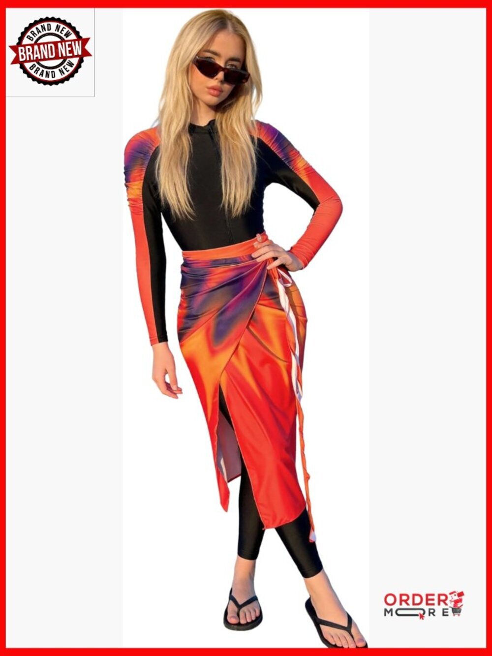 Modest Burkini Swimsuit Set with Cover Up Skirt and Pants, One Piece, Full